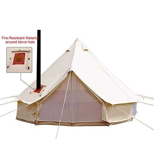 TentHome 4-Season Waterproof Cotton Bell Tent With Stove Hole on Roof Glamping Tent for Camping Travel Christmas Party