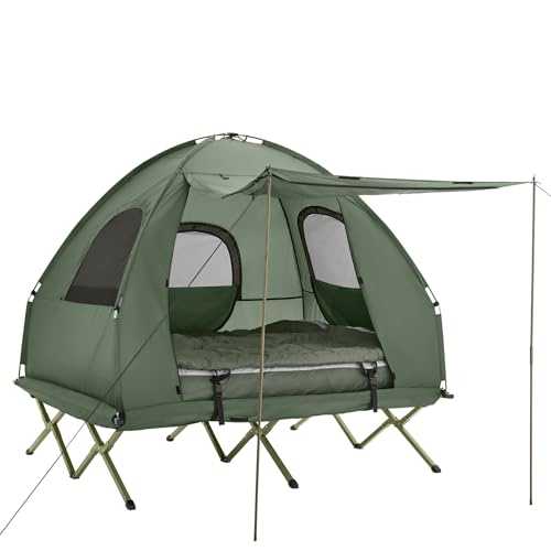 SoBuy 2-Person Camping Tent Bunk Bed Double Tent with Carrying Bag 4-in-1 Tent Practical Green 193 x 145 x 185 cm OGS61-L-GR