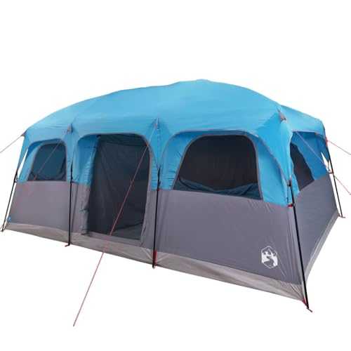 vidaXL 9-Person Family Tent Cabin - Waterproof, Blue, 3 Bedrooms, Detachable Rainfly, Mesh Walls, E-Port, 487x335x223/218 cm