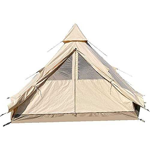 Camping Tent,5-8 Person Double Layers Indian Tent Outdoor Camping Family Tent Luxury Cotton Canvas Bell Tent for Camping, Glamping, Festival Use