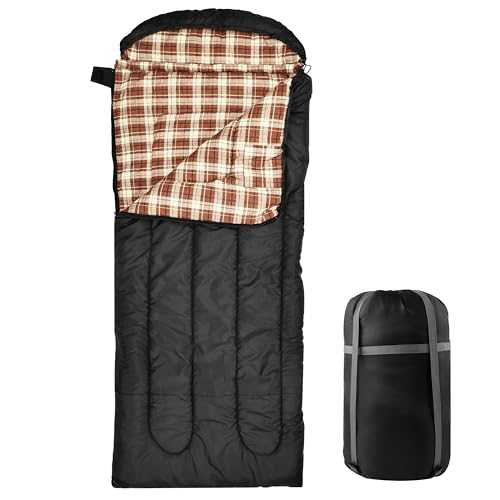 Cotton Adult Sleeping Bag, Hooded Flannel Liner for 4 Season,Envelope Single Sleeping Bags 4lbs Filling, Lightweight,Wearable Camping Travel