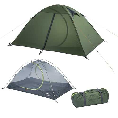 Naturehike Ultralight 1-2 people tents Small packaging size 3-4 season tight dome tent Portable camping and hiking tents Set up quickly windproof and rainproof Doors open on both sides