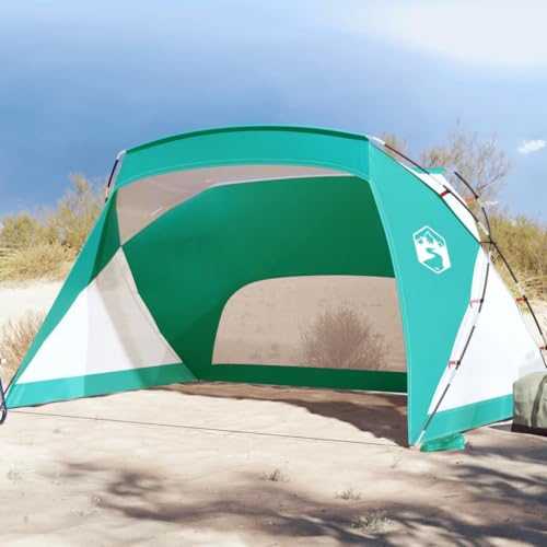 Homgoday Beach Tent 185T Polyester Water Green 274 x 178 x 170/148 cm Folding Gazebo Tent Garden Tent for Camping, Parties, Weddings, Terrace, Patio, Outdoor, Beach Pergolas