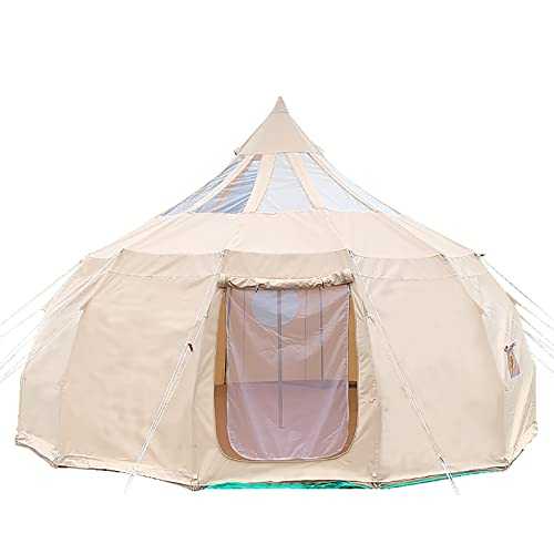 KIPEKE Bell Tent, 8~10 Person Cotton Drop shape Tent, Canvas Tent with Stove Hole Cotton Canvas Tents, Luxury All Season Tent for Outdoor Hunting, Festival, Camping Trips