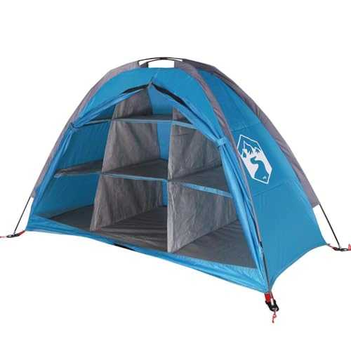 vidaXL Storage Tent 9-Compartment Organizer–Water-Resistant Blue 185T Taffeta–Camping/Hiking Gear Solution 125x50x68 cm