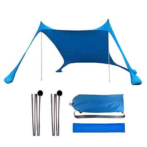 Beach Canopy Sun Shade - Pop Up Beach Tent Portable Sun Shelter Beach Camping Canopy for 6-8 People, Sunscreen Tent for Beach Camping Fishing Backyard Picnics, 487x170x487cm