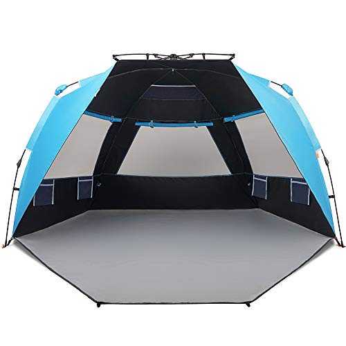 Instant Shader Dark Shelter Pop Up Beach Tent Sun Shelter with UPF 50+ UV Protection for Kids & Family Pacific Blue