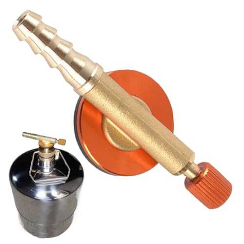 Gas Refill Adapter, Universal Brass Stove Burners Switching Valve Regulator Camping Nozzle Bottle Convert Adapter Portable Outdoor Valve Caps Gas Canister Refill Adapter for Outdoor Camping