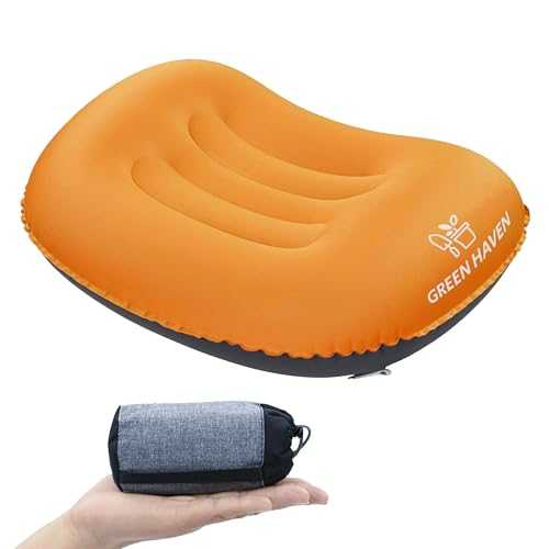 Green Haven Ultra-light Inflatable Pillow for Camping/Travel with Bag - Comfortable & Compact Camping Pillow for Adults & Kids | Compressible, Ergonomic Inflatable Travel Pillows with Lumbar Support