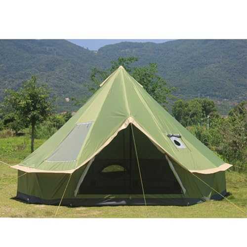 SSLW 8-12 Person Bell Tent, 4 Seasons Oxford Cloth Yurt Tent - W/Stove Jack, 4m/5m Luxury Glamping Tent Waterproof Family Tents for Family Camping Outdoor Hunting Party