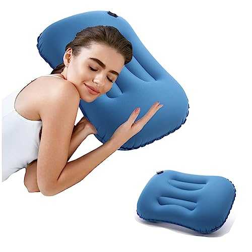 JIUYUANCHUNJJ Ultralight Inflatable Camping Pillow, Rectangle Inflatable Travel Pillow, Compressible Ergonomic Pillow for Sleeping, Portable Air Pillow for Hiking, Backpacking, Beach