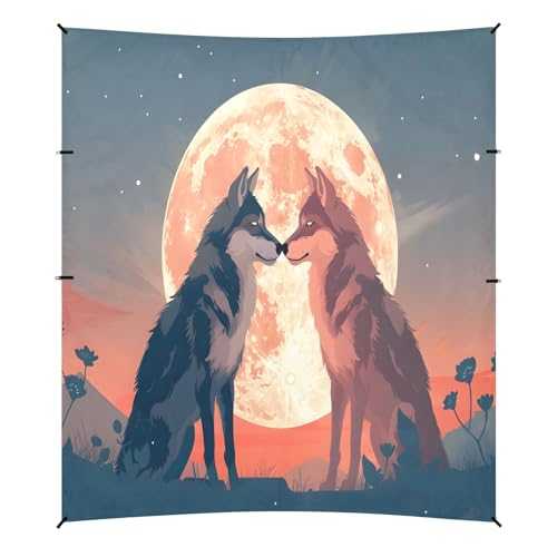 Camping Sun Shelters Two Wolves and Full Moon Beach Canopy 126 * 110.2in