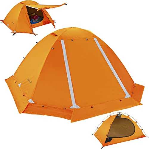 Clostnature 2 Man Backpacking Tent - 4 Season Two Man Lightweight Tent for Backpacking, Easy Set Up Waterproof Camping Tent, Large Size Ultralight Winter Tent for Camping, Mountaineering, Hiking