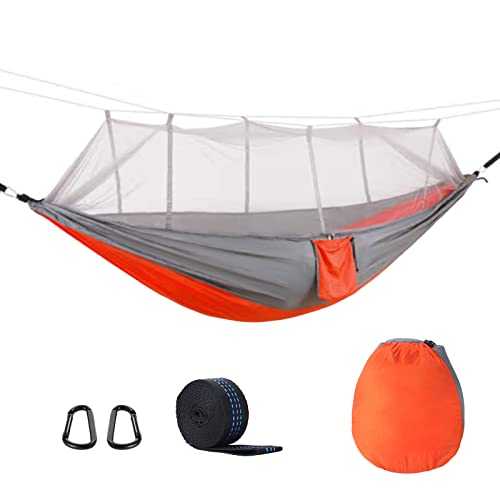 Kyrio Camping Hammock with Mosquito Net, 290x140cm Durable Portable Nylon Travel Hammock, Set for Outdoor Hiking and Wilderness Survival Trips (440lbs Capacity)