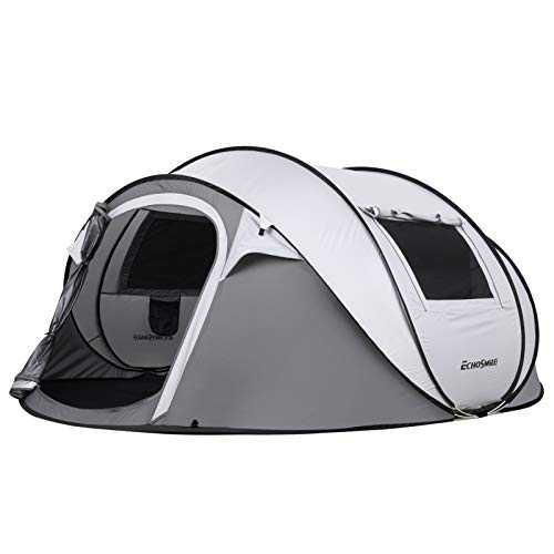 EchoSmile Camping Instant Tent, Pop Up Water Resistant Portable Dome Tent, Easy Setup for Camping Hiking and Outdoor with Carry Bag, for 4 Seasons (White&Gray(4-6 Person)