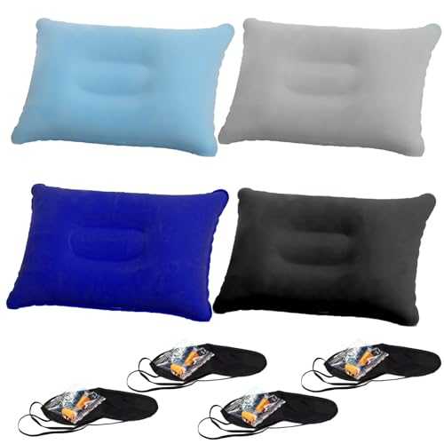 Asheyya 4PCS Blow up Pillow for Camping, Inflatable Pillows for Sunbathing Travel Outdoors Fishing Camping Beach 32cm X 19cm