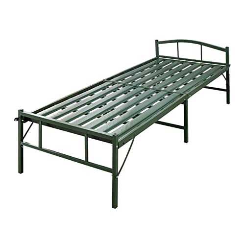 GXXINGIN Portable Folding Bed，Adult folding bed,Frame Bed, Folding Bed Cot, Mattress Foundation with Iron Slat Support, Underbed Storage Space, for Spare Bedroom & Office (Size : 31 * 77inch)