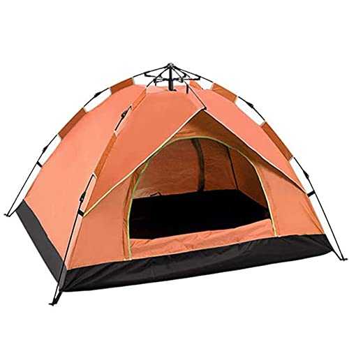 Dome Tent, Portable Automatic Pop Up nt Tent, 3-4 Man Family Camping and Hiking Awning Tent- Waterproof & Protection,Garden,Beach, Hiking Mountaineering and Outdoor (200 * 200 * 145cm,Orange)