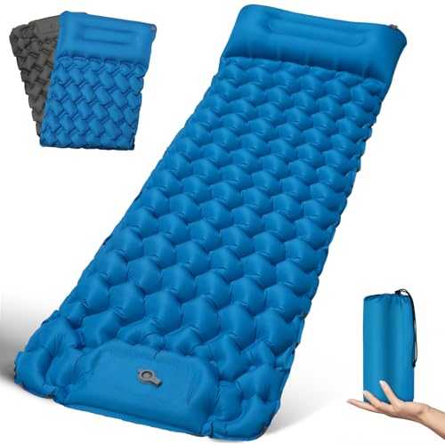BITIWEND Sleeping Pad Ultralight Inflatable Camping Mat Self Inflating 200x68cm Built-in Foot Pump Camping Mattress Portable Air Bed Waterproof Compact 30x12cm for Backpacking, Hiking, Beach, Tent