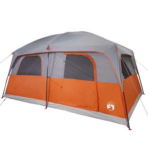 vidaXL 10-Person Waterproof Family Tent Cabin - Green Polyester with PU Coating, Mesh Ventilation, E-ports, Easy Setup