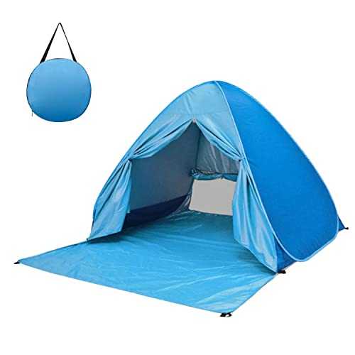 Portable Beach Tent for 3 to 5 Person Anti UV 50+ Ultralight Sun Shelter Classic Parasol Awning with Camping Storage Bag (3249)