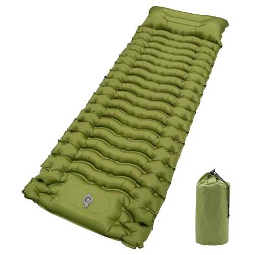 LC LICTOP Self-inflate Sleeping Mat with Built-in Foot Pump and Carrying Bag Lightweight Backpacking Air Pad with Split Joint Button Spliceable For Camping Hiking Traveling Tent, 6.56 x 2.29Ft - Green