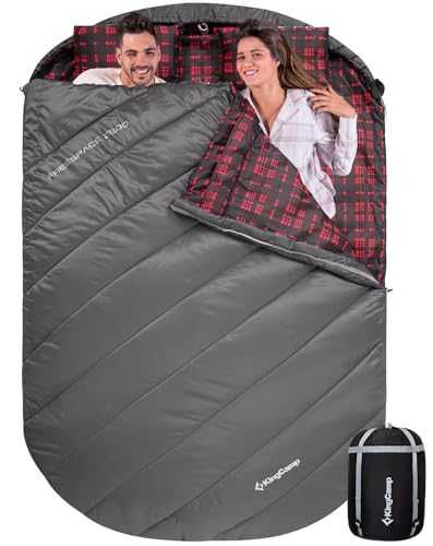 KingCamp Double Flannel Sleeping Bag With Pillow, 2-Person Outdoor Sleeping Bag, Waterproof, Warm and Comfortable