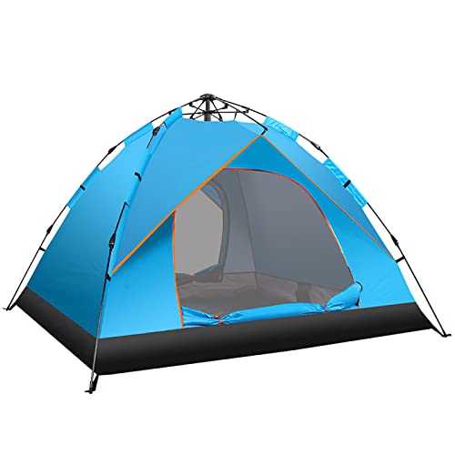 Kabxhueo Pop Up Tent, Camping Tent 3-4 Man, Backpacking Tent Lightweight, Waterproof Windproof UV Protection, Two Doors Dome Tent, Easy Setup, for Family in Traveling, Beach, Camping