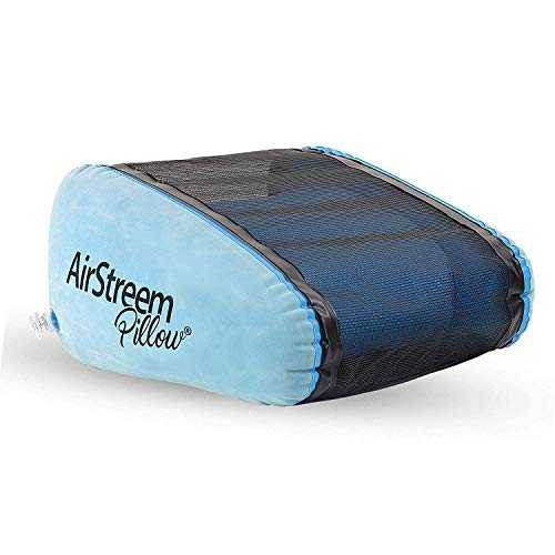 Airstreem Inflatable Pillow – Inflatable Pool Pillow and Sunbathing Pillow That Circulates Air for Cool Comfort – Portable, Lightweight, Inflates Easily – Ideal for The Pool, Camping, Beach, Tub