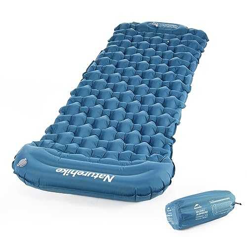 Naturehike Camping Sleeping Mat with Pillow 610g Ultra-Light Inflatable Sleeping Mat, Built-In Pump, Inflatable Camping Mattress is Easy To Inflate, Suitable for Cycling, Camping and Hiking Tents