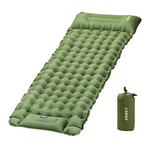 ERWEY Camping Sleeping Mat, Self-Inflating, 200 x 70 cm, Inflatable Air cushion with Foot Pump & Cushion, Waterproof Camp Mattress, Outdoor for Hiking