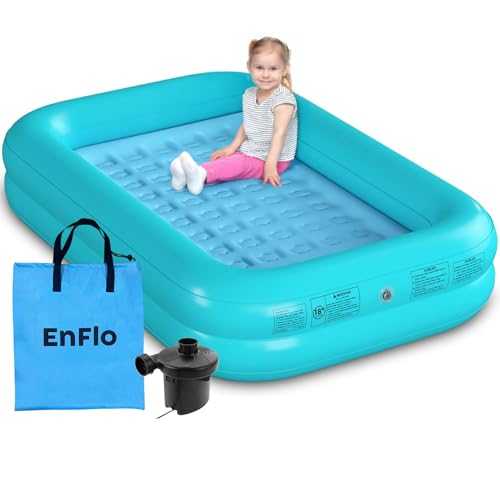 ENFLO Kids Inflatable Travel Bed (Blue) with Electric Air Pump