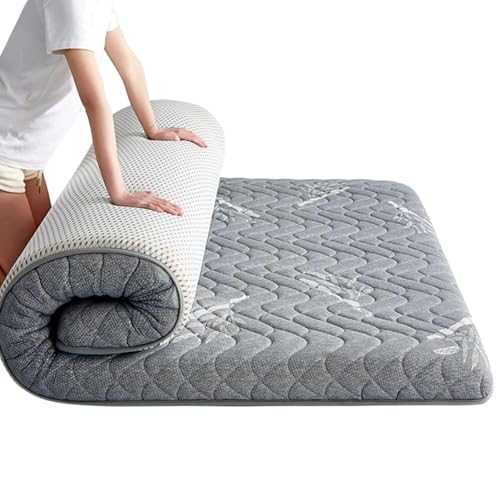 Skin Friendly Japanese Futon Mattress, Thicken Sleeping Floor Mattress Foldable & Portable Roll up Camping Mattress, Sleep Mat Floor Mats Camping Pad for Adult Full Size ( Color : GREY , Size : FULL 6