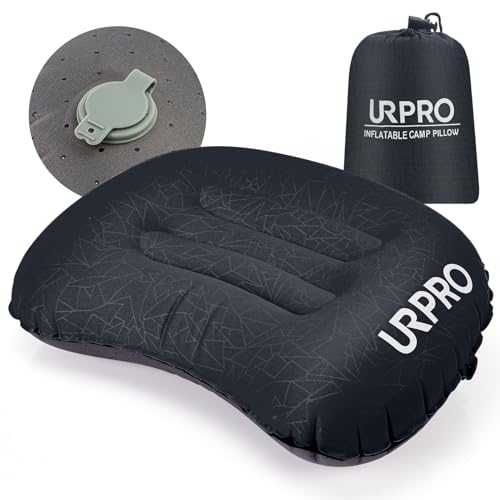 URPRO Ultralight Inflatable Camping Travel Pillow - Compressible, Compact, Comfortable, Ergonomic Inflating Pillows for Neck & Lumbar Support Camp, Hiking, Backpacking Black