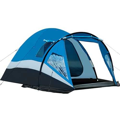 Portal 3-4 Man Tent with Porch 3000mm Waterproof Three-Four Persons Camping Tent Family Tent with Living Area Bedroom with Sewn-in Groundsheet Tub Floor Outdoor Shelter with Anteroom for Festival