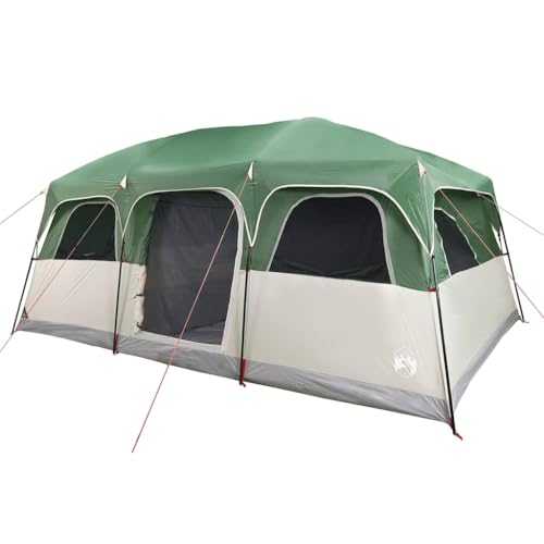 vidaXL Family Tent Cabin 9-Person Green Waterproof Camping Shelter with Removable Rainfly & Mesh Walls