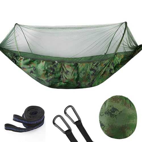Housunzi Hammock Outdoor Single And Double Nylon Cloth Camping Mosquito Net Hammocks Anti Mosquito Hammoc WITH Rope Attachments Travel Bag Outdoor Garden Seat,colorful