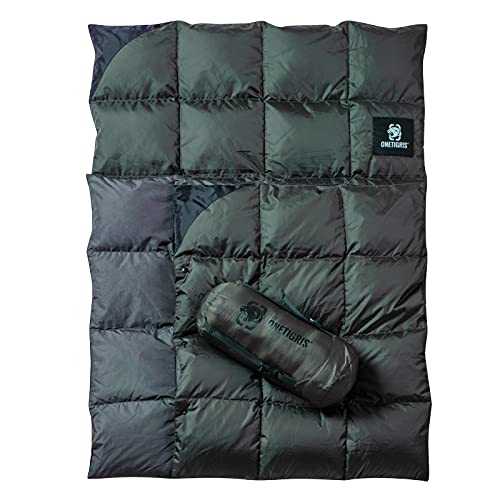 OneTigris Down Camping Blanket for Cold Weather Packable Puffy Backpacking Lightweight Quilt Hiking Gardening Travel Beach Picnic