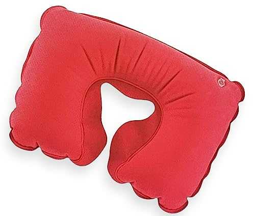 Caribou Living Soft Inflatable Compact Camping Travel Blow Up Red Neck Air Pillow Cushion for Bed Beach Sun Lounger Sunbathing Backpacking Hiking