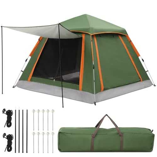 HAUSPROFI Camping Tent Automatic 3 Man Instant Tent Pop Up Dome Tent 4 Seasons Waterproof & Windproof Camping Tent with Removable Outer Tent Tarpaulin for Families, Camping