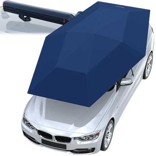 Fully Automatic Car Tent Removable Carport,w/Removable Supply,Portable Folded Oxford Cloth Outdoor Anti Vehicle Umbrella,for Parking,Camping,SleekBlue-A