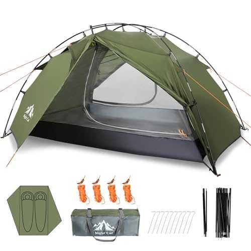 Night Cat 2 Person Camping Tent: Waterproof 2 Man Backpacking Tent Double Layer Easy Set Up Lightweight For Hiking Trekking