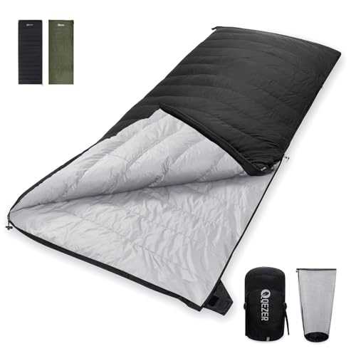 QEZER Down Sleeping Bag,Lightweight Rectangular Sleeping Bag for Adults,Kids,Boys,Girls 3 Seasons Backpacking, Hiking and Camping Outdoor,can be used as the Blanket