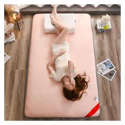 Japanese Floor Mattress Double Foldable Mat Portable Student Dormitory Sleeping Pad Roll Up Camping Mattress Non-Slip And Breathable For Home Dormitory(Pink,150x200cm(59x79in))