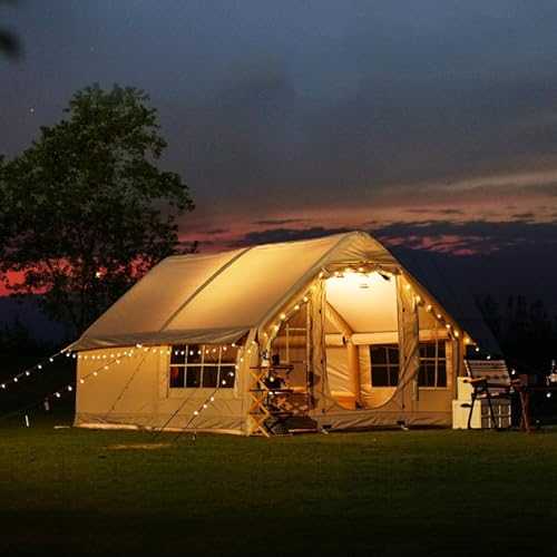 6-8 Person Inflatable Camping Tent with Pump, Easy Setup 4 Season Waterproof Windproof Outdoor Blow Up Tent, Cabin Tent with Mesh Windows & Doors