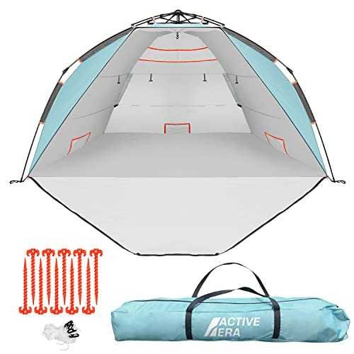 Active Era® Luxury Beach Tent – 3-4 Person Sun Shelter with Easy Pitch Technology and UPF 50+ Rated Sun Protection - Lightweight Pop-up Beach Tent for Picnic, Outdoors, Camping