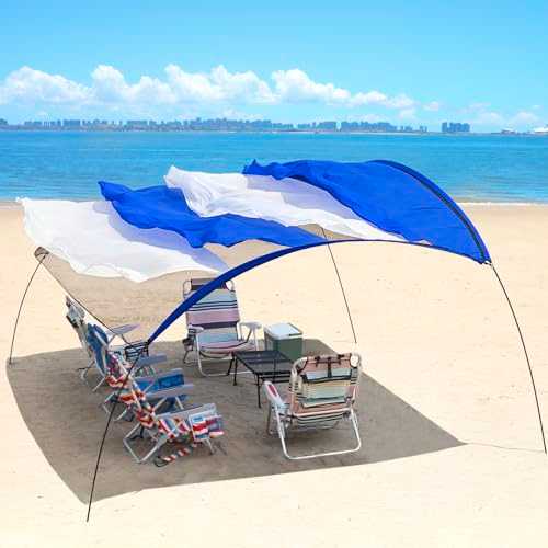 Tengou Dancing Beach Beach Awning with Strong Wind Resistance, No Wind Stability, 0 Noise Canvas, Double Shade Protection. Suitable for 4-6 People 10ft X 12 Ft X 7ft Easy to Install