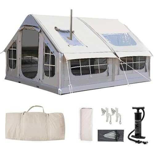 Inflatable Tent House,10㎡ Inflatable Camping Tent with Electric Pump,Waterproof Outdoor Oxford Tents,4 Season Air Tent with Mesh Windows & Large Vestibule,for 6-8 Person