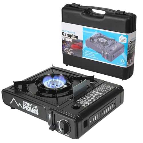 ADVENTURE PEAKS Portable Camping Stove Includes Waterproof Carry Case Premium Camping Gast Stove Non Slip High Speed Burner Safety Lock Piezo Automatic Ignition Ideal for Camping Outdoor Home Use