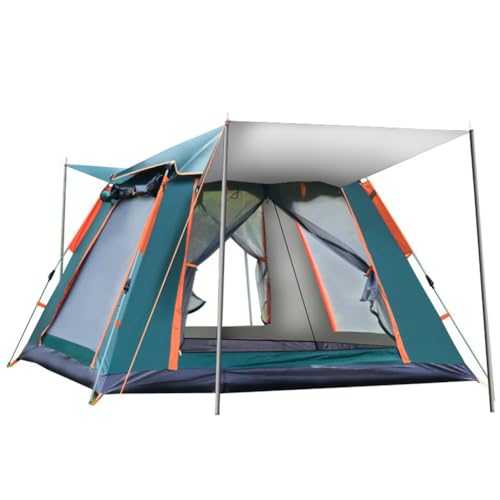 HTU Automatic Quick Open Tent with Canopy Automatic Camping Tent Waterproof Portable Hexagonal Tent for Family 3-4/4-6 People